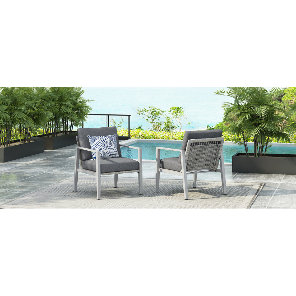 Latitude Run® [Set Of 2] Grey Aluminum Lounge Chair With Sleek Rope ...